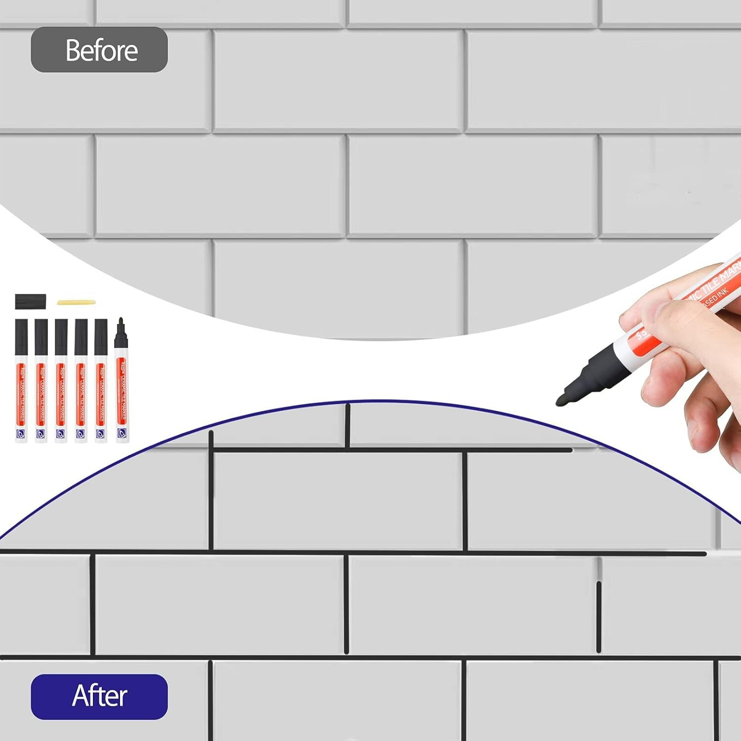 6 Pcs Grout Pen Tile Paint Marker: Waterproof Tile Grout Colorant and Seale