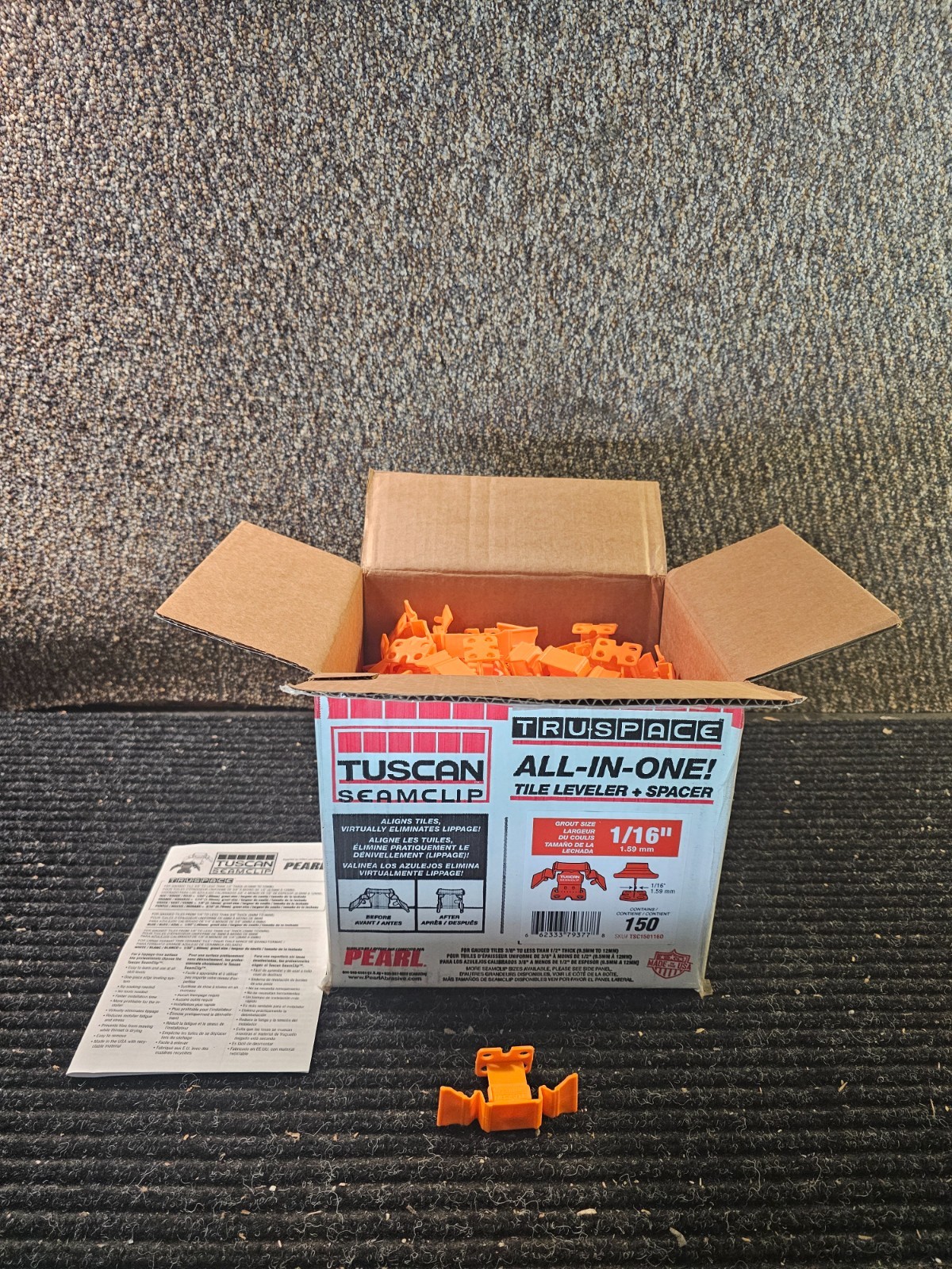 (QTY 150) Pearl Tuscan TSC150116O 1/16 in Tile Leveler/Spacer System – Orange