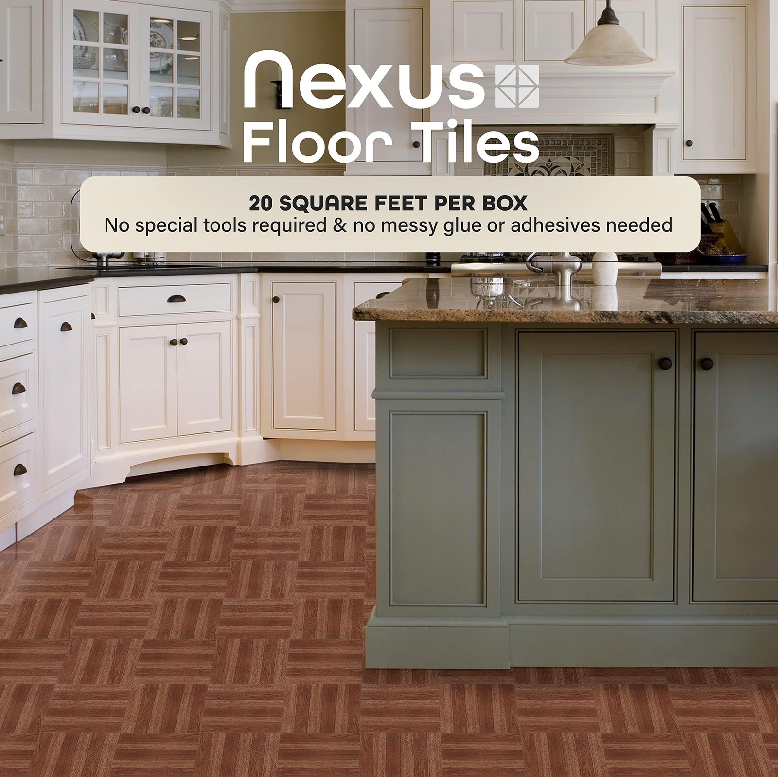 Nexus Self Adhesive 12-Inch Vinyl Floor Tiles, 20 Tiles – 12″ x 12″, Medium O…