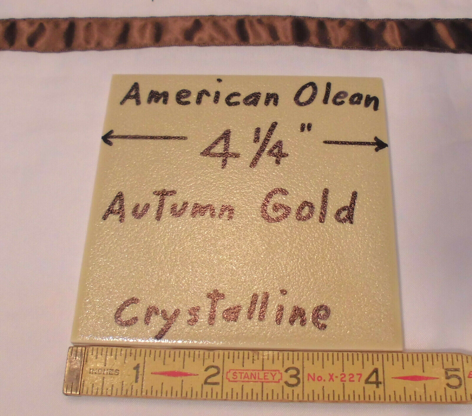 1 pc. *Golden Yellow* Ceramic Tile Crystalline Glazed by American Olean 4-1/4″