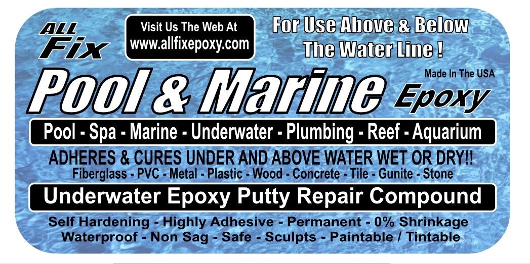 Pool All Fix H20 EPOXY PUTTY Repair MULTI USE Leaks Cracks Tile Stone Plastic