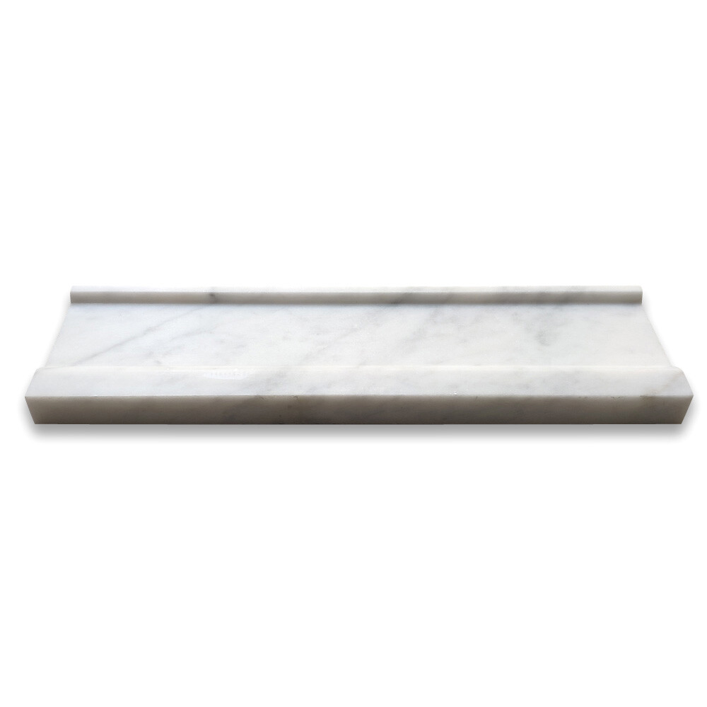 C03H Carrara White Marble 4×12 Plaza Trim Molding Baseboard Edging Honed
