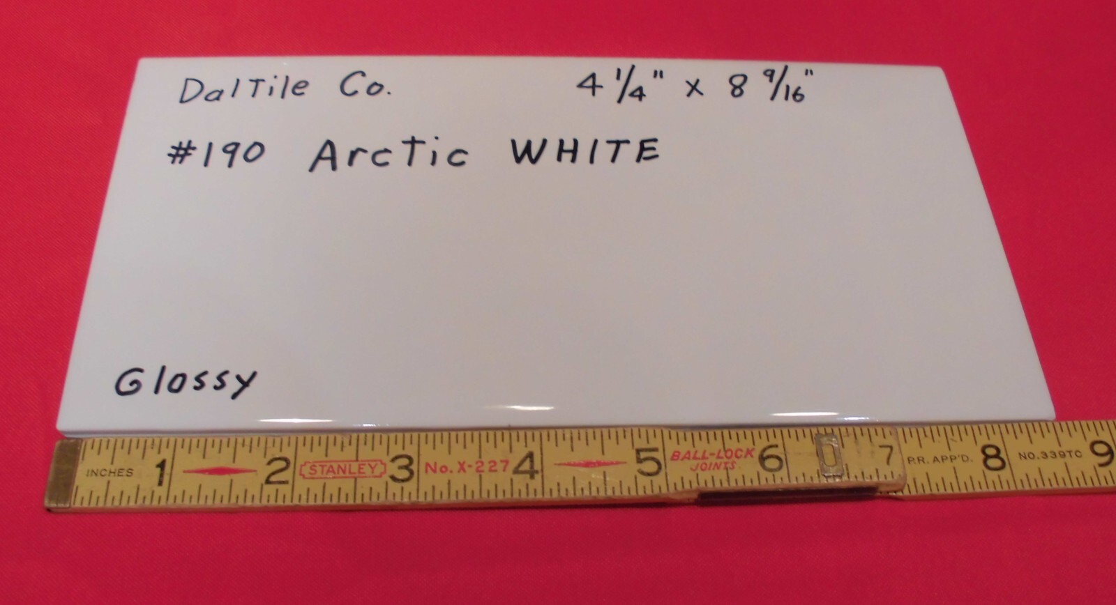 1 pc. Arctic White: 4-1/4″ X 8-9/16″ Glossy Ceramic Tiles by Daltile #190, NEW