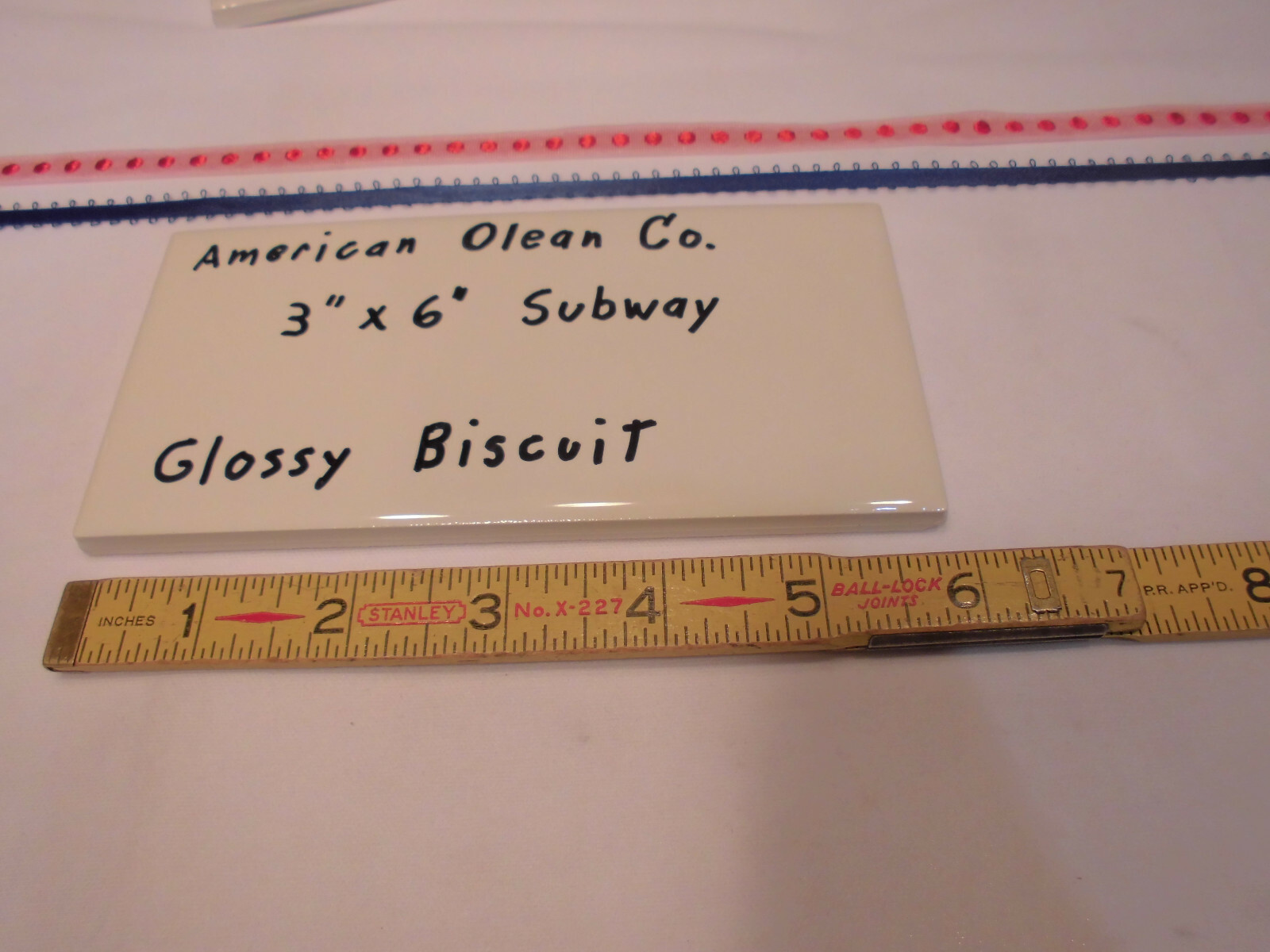 1 pc. *Glossy Biscuit* 3″ X 6″ Subway Ceramic Tiles; American Olean: New Stock