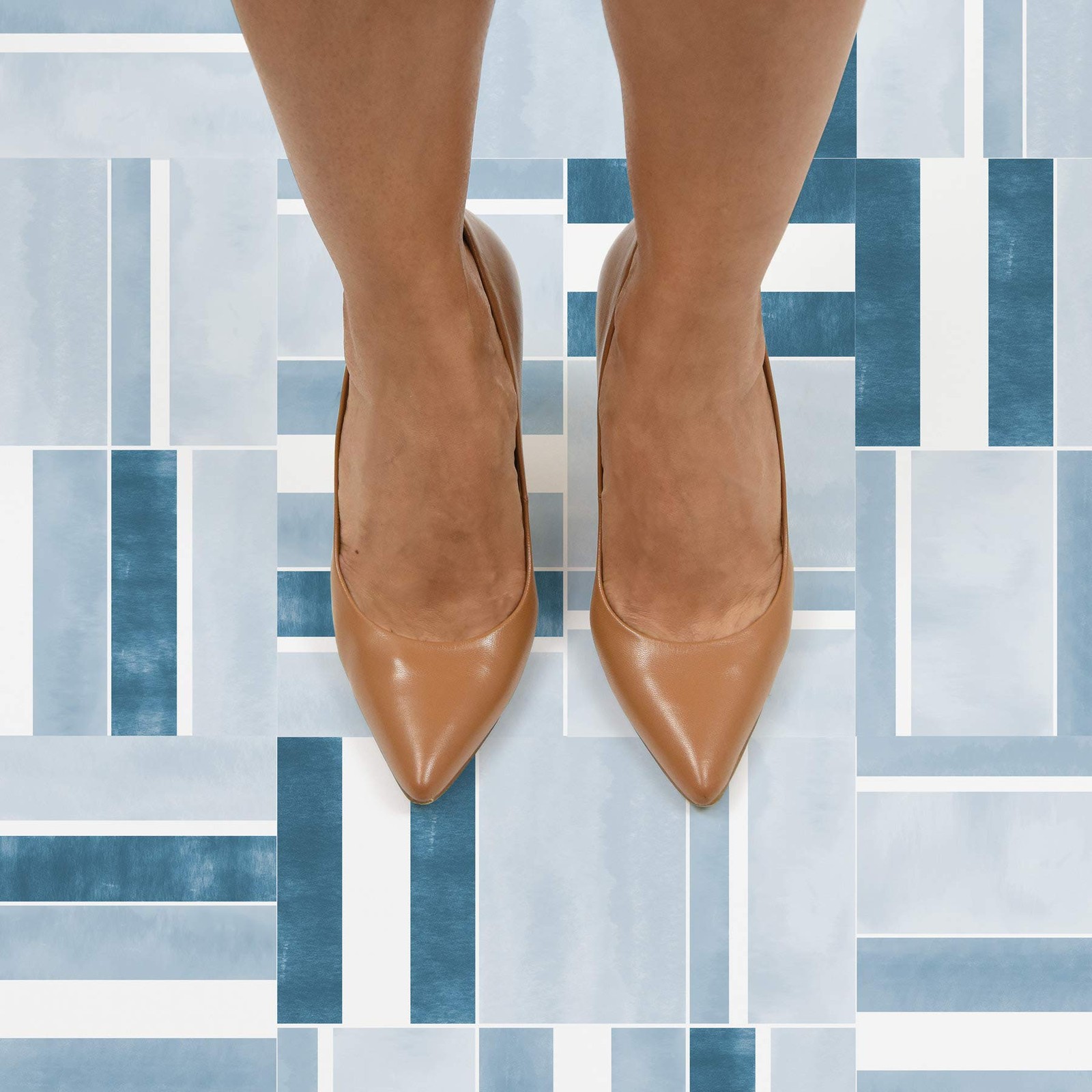 FP3300 Azure Peel Stick Floor Tiles Blue Vinyl Flooring Waterproof Home Decor