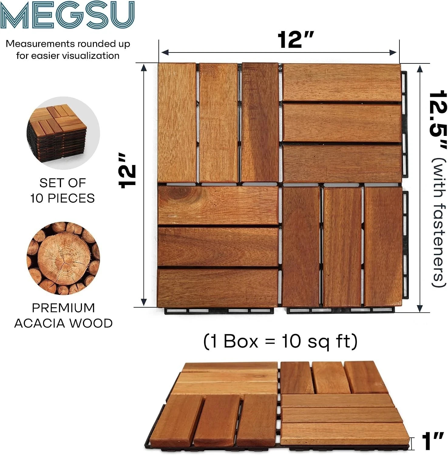 Wood Deck Interlocking Tiles 12″X12″ Indoor Outdoor Flooring for Balco