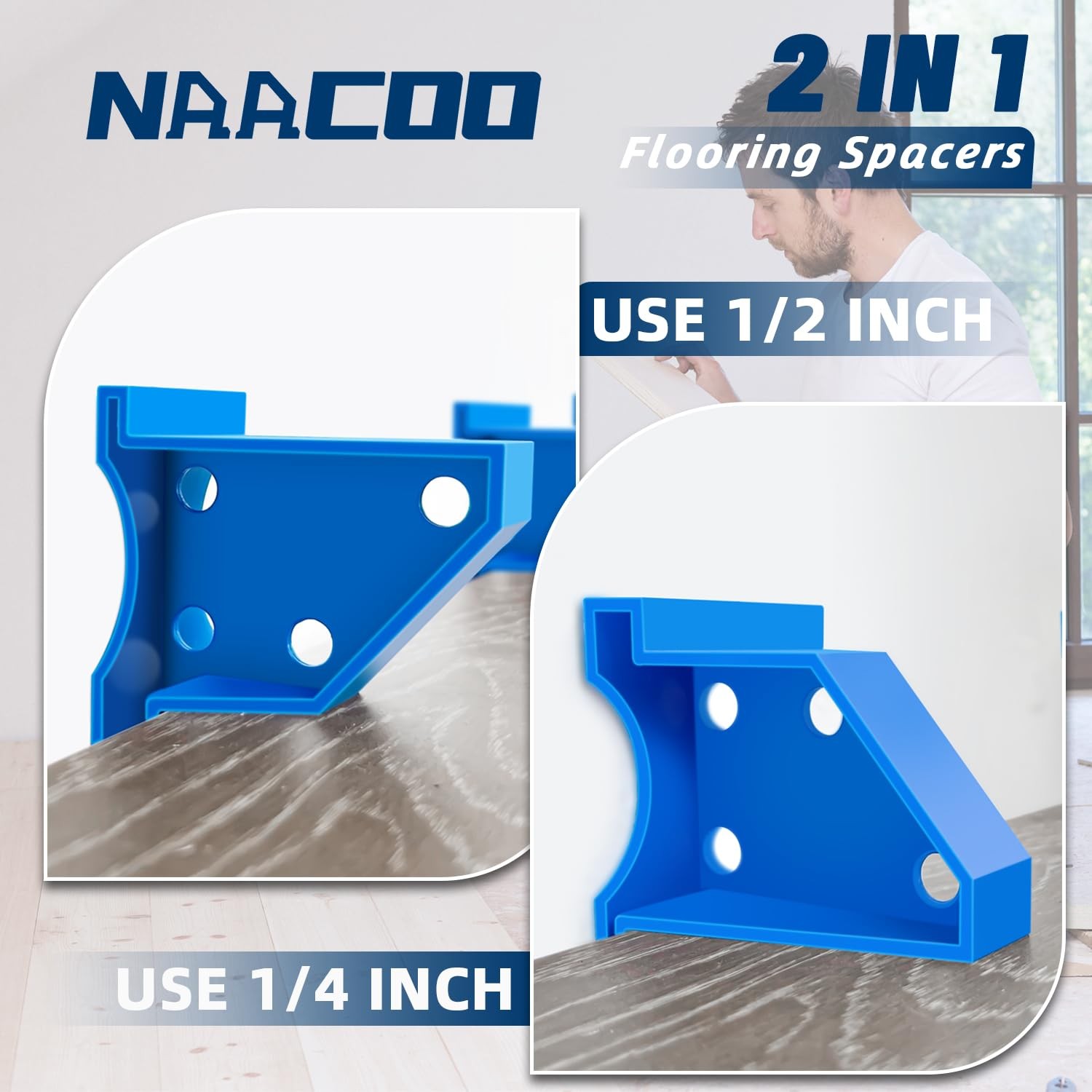 20-Pack Floor Spacers, 1/4 Inch and 1/2 Inch Spacing, Laminate Wood Flooring New