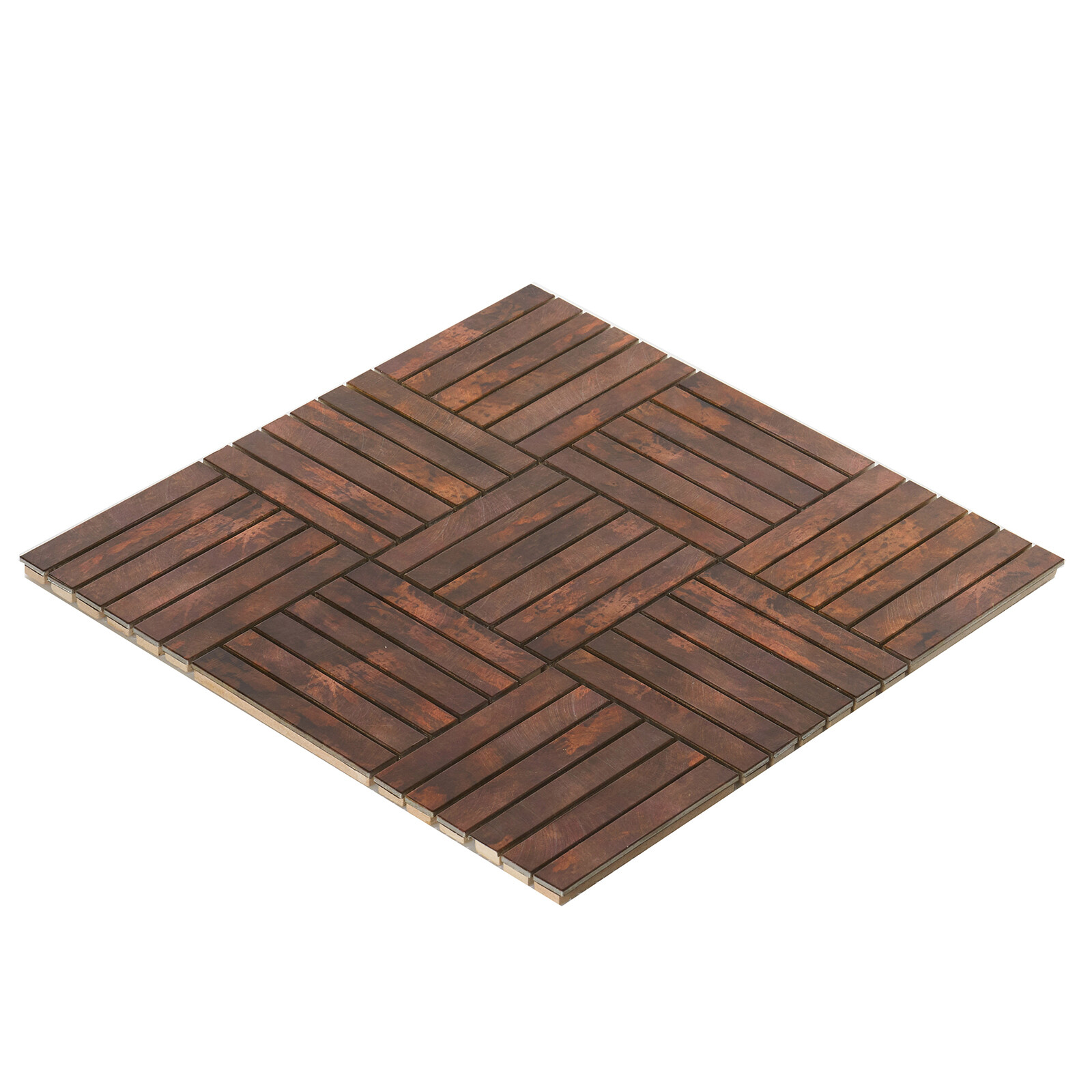 Antique Copper Color Metallic Metal Basketweave Parquet Mosaic Tile Backsplash