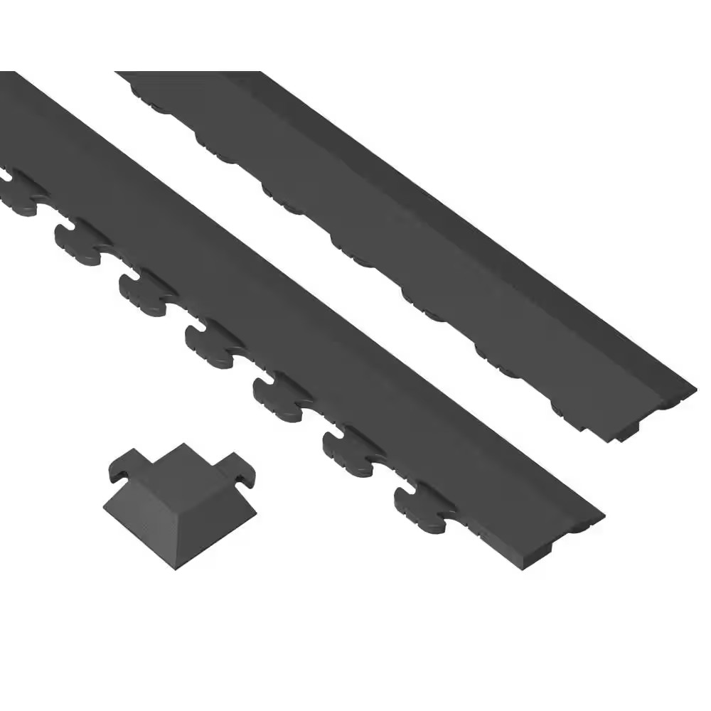 Hidden Gray 18 In. W X 18 In. L PVC Joint Interlocking Tile Trim Flooring Kit