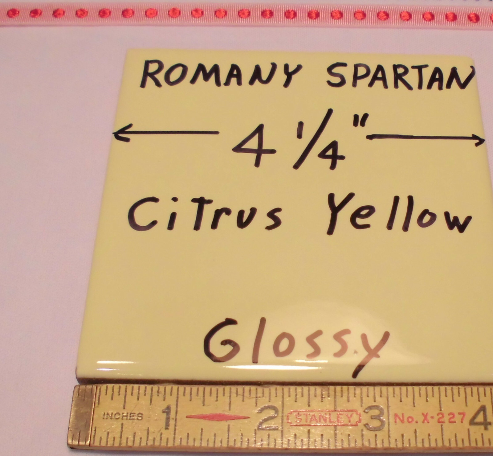 1pc. *Citrus Yellow * 4-1/4″ Glossy Ceramic Tile by Romany Co. Made 1940’s -50’s