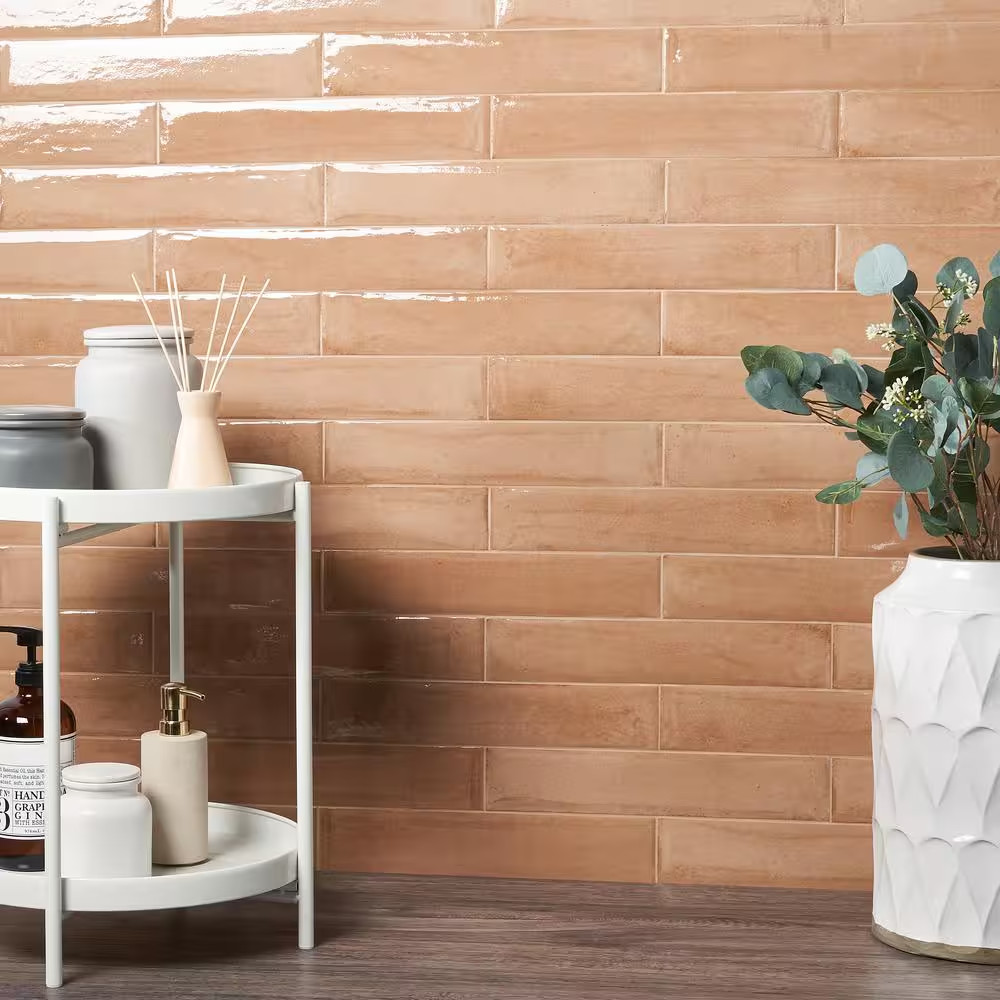 Tint Terracotta 2.95 In. X 15.74 In. Polished Porcelain Wall Tile (14.2 Sq. Ft./