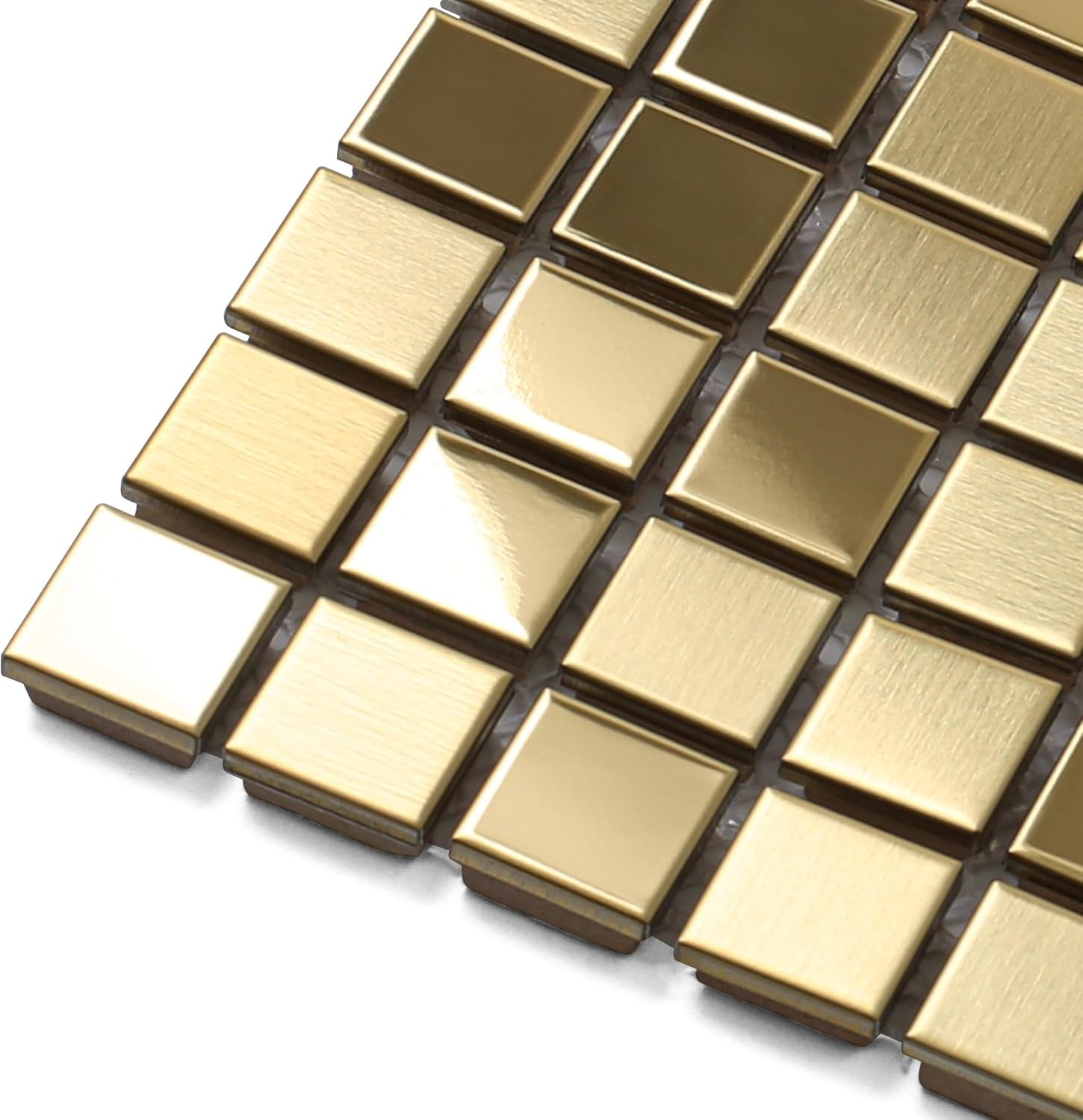 Gold Mosaic Tile Squares 12×12 for Kitchen Backsplash & Bathroom Walls (5 Pack)