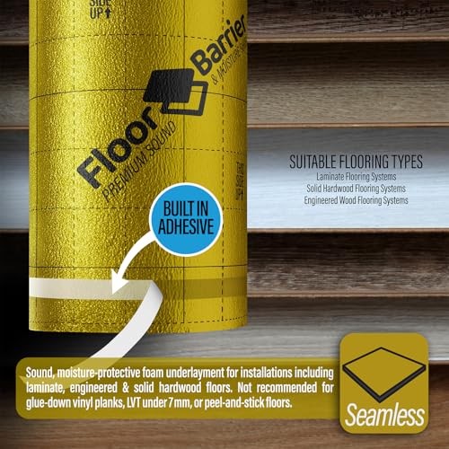 Premium Floor Underlayment with Moisture Barrier – 200 sq ft Roll, 3mm 1 Pack