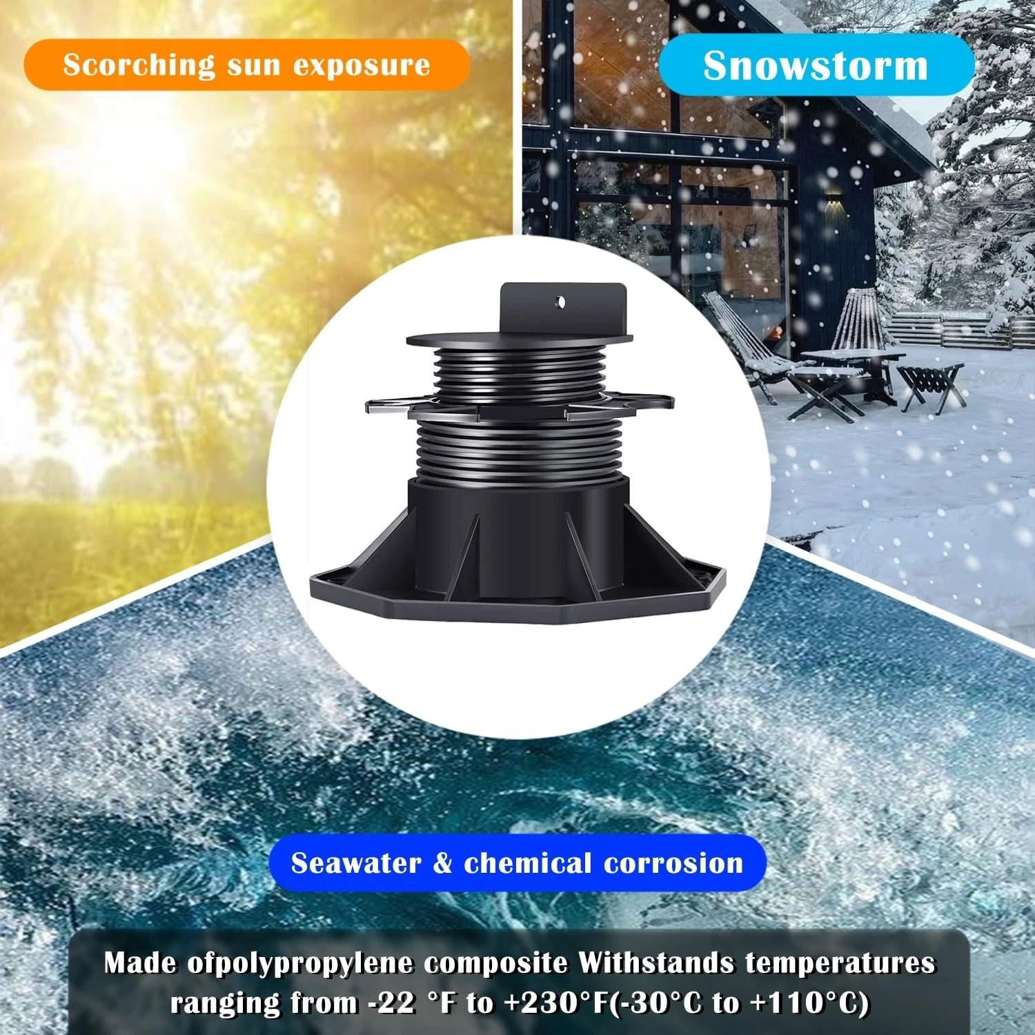 12Pack Adjustable Support Pedestal Foundation Base for Floating Deck Platform…
