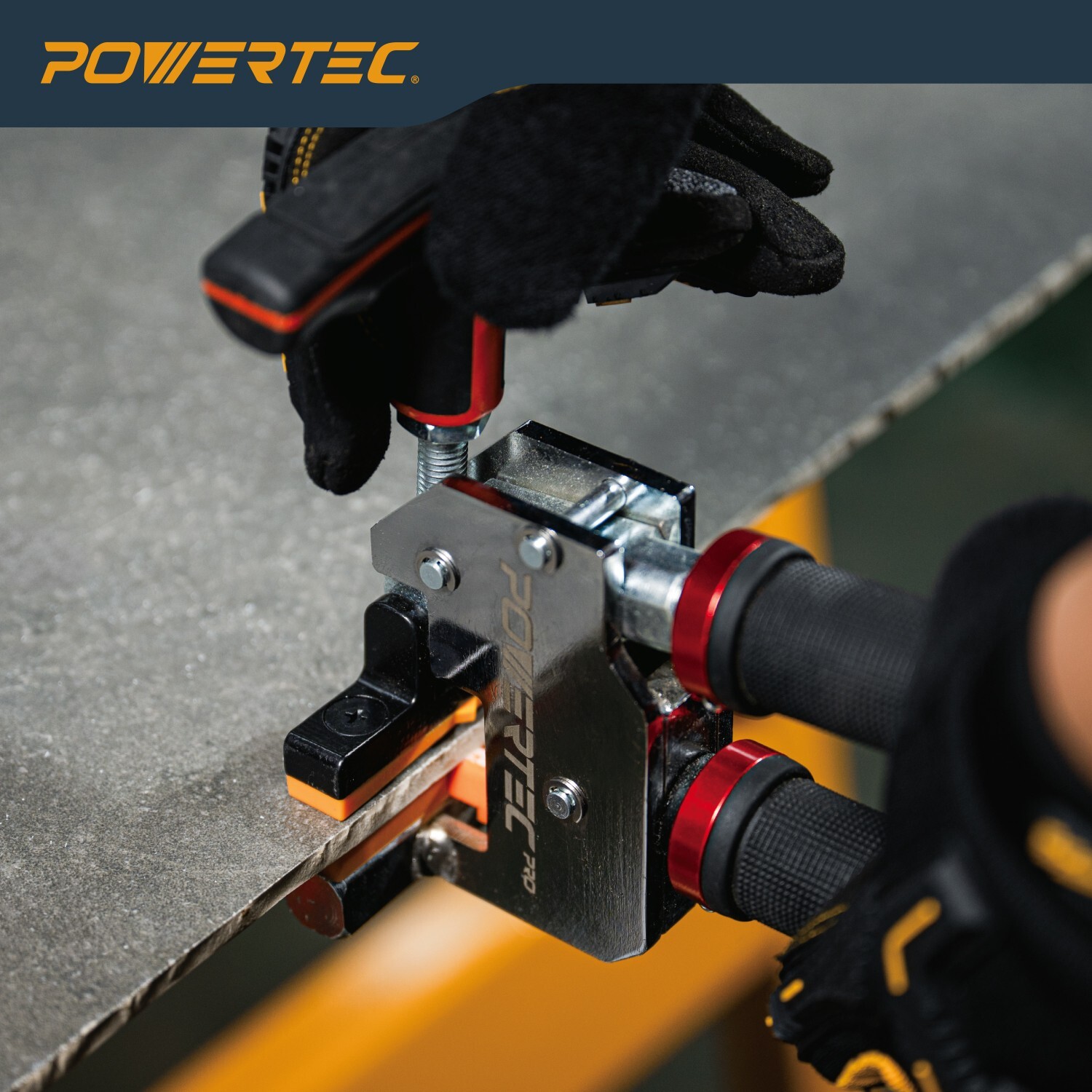 POWERTEC PRO Large Format Tile Breaker – 1-1/2″ Throat, Breaks Tile Up to 9/16″