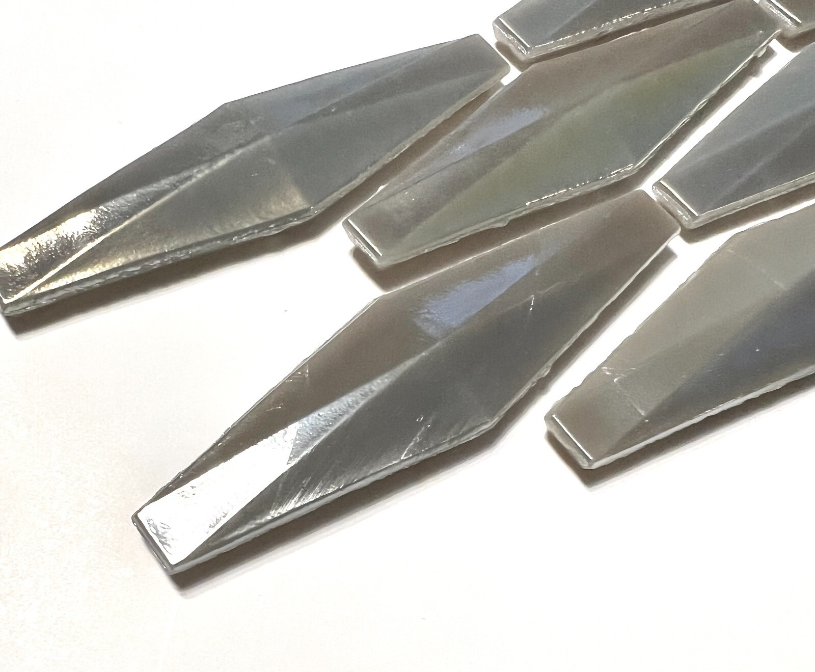 1×4 Diamond Shape Iridescent Sparkly 3D Glass Wall Tile Arts Crafts (Pack of 10)