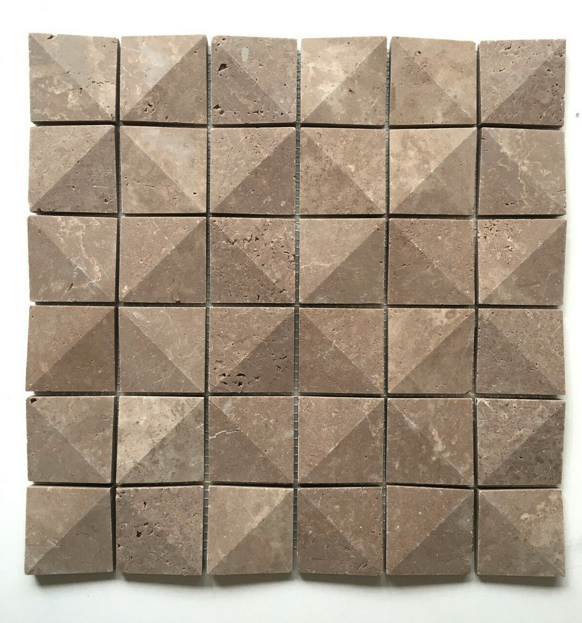 2×2 Walnut Dimensional Honed Travertine Mosaic Tile Backsplash Floor Wall Bath