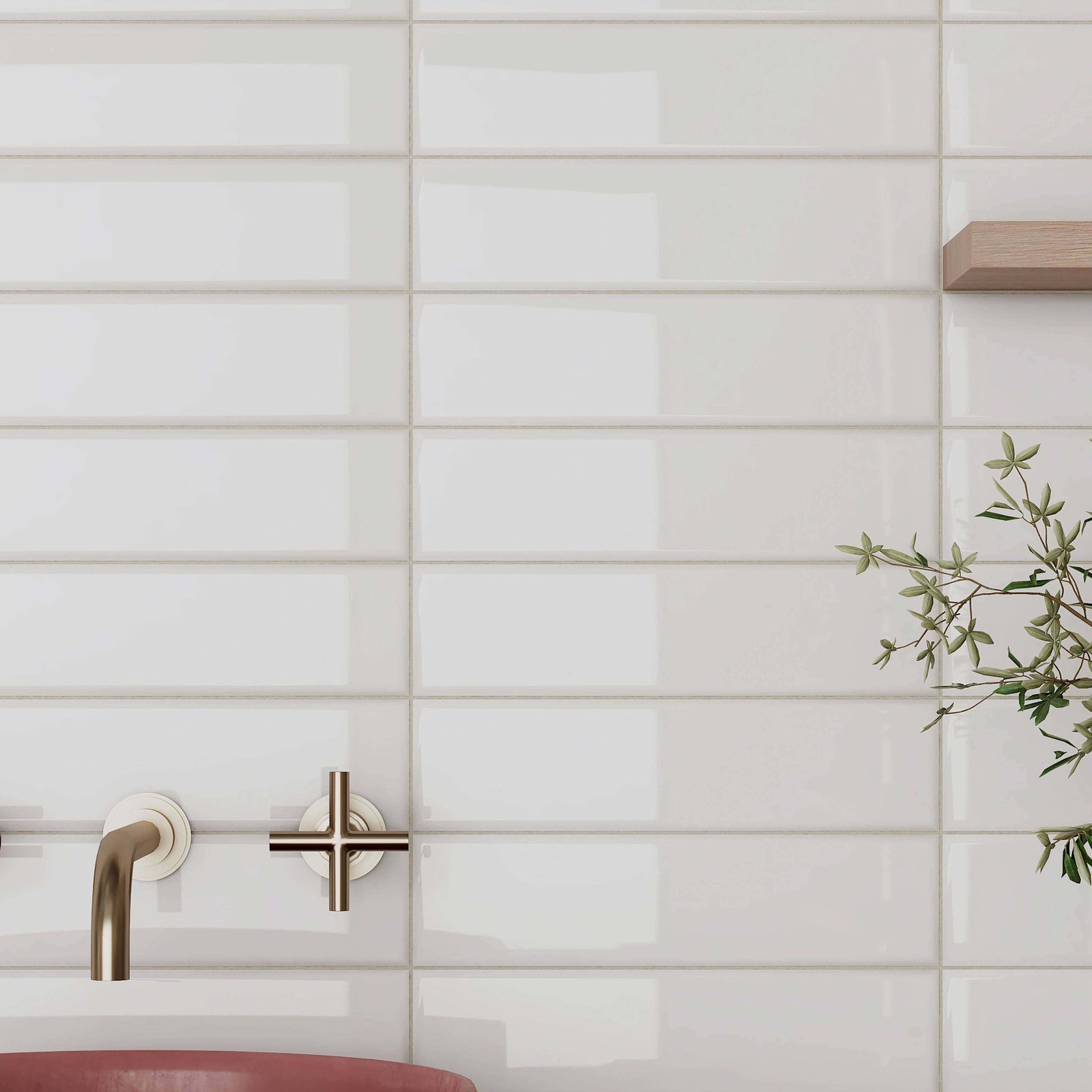 Cruz Bay Studio MKT61 City – 3″ x 12″ Brick Wall Tile – Glossy – White