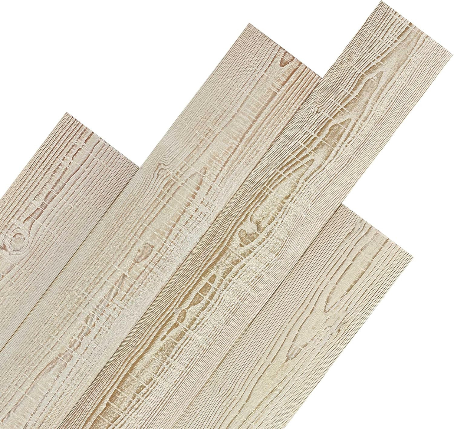 Real Wood Wall Planks – White Shiplap Boards – 5″ Peel and Stick – 10 Pieces – 1