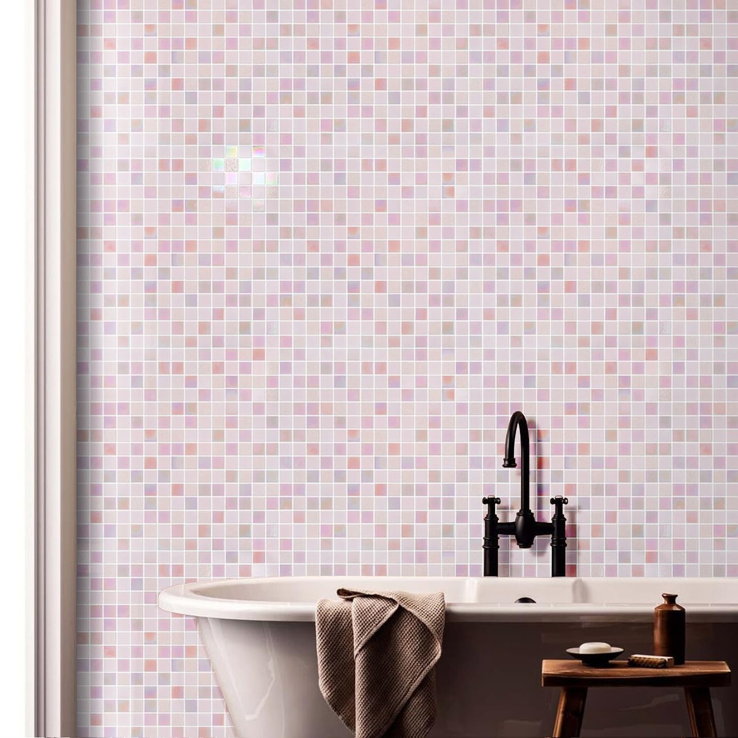 11.5sqft Pink Shower Tile, Swimming Pool Mosaic Tiles,Wall and Floor Tile for…