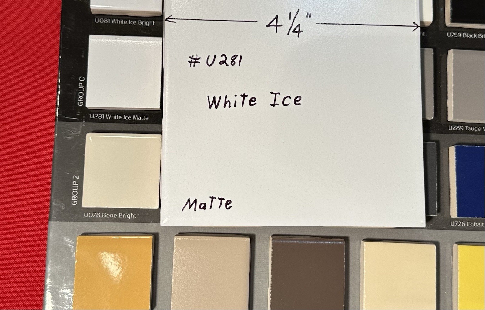 1 pc. White Ice: 4-1/4″ Matte Ceramic Tile by United States Tile Co. #U281, NEW