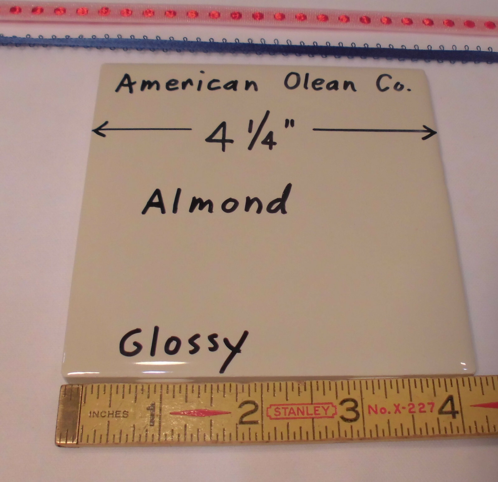 9 pcs. Glossy *Almond* 4-1/4″ Ceramic Tiles by American Olean Co. New Stock
