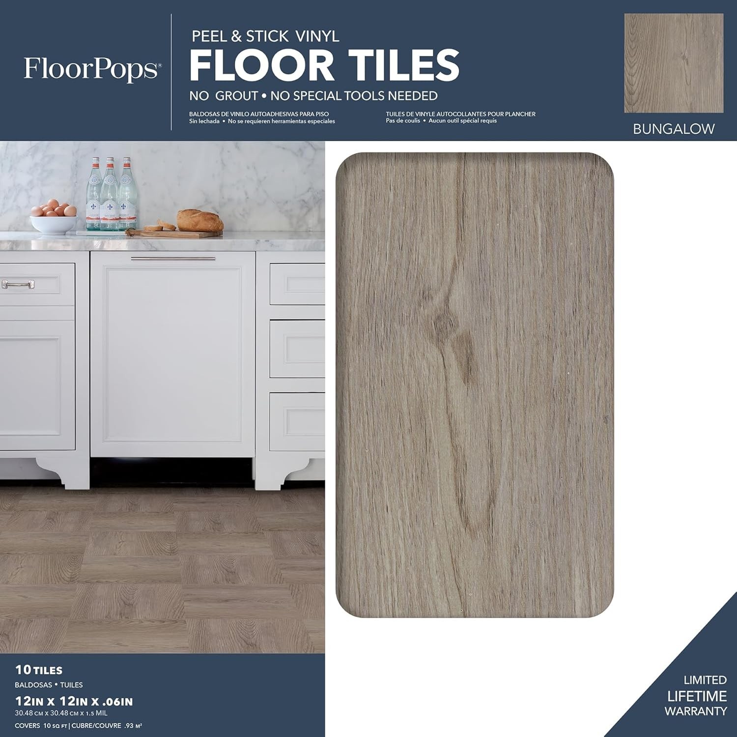Elegant Neutral Peel & Stick Floor Tiles – Water Resistant & Easy to Install