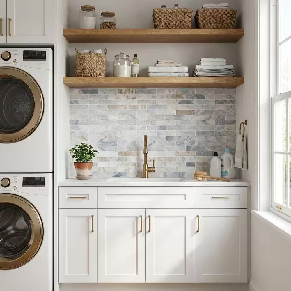 Capri Blue Subway 12 In. X 12 In. X 0.38 In. Honed Marble Mesh Mounted Mosaic Fl