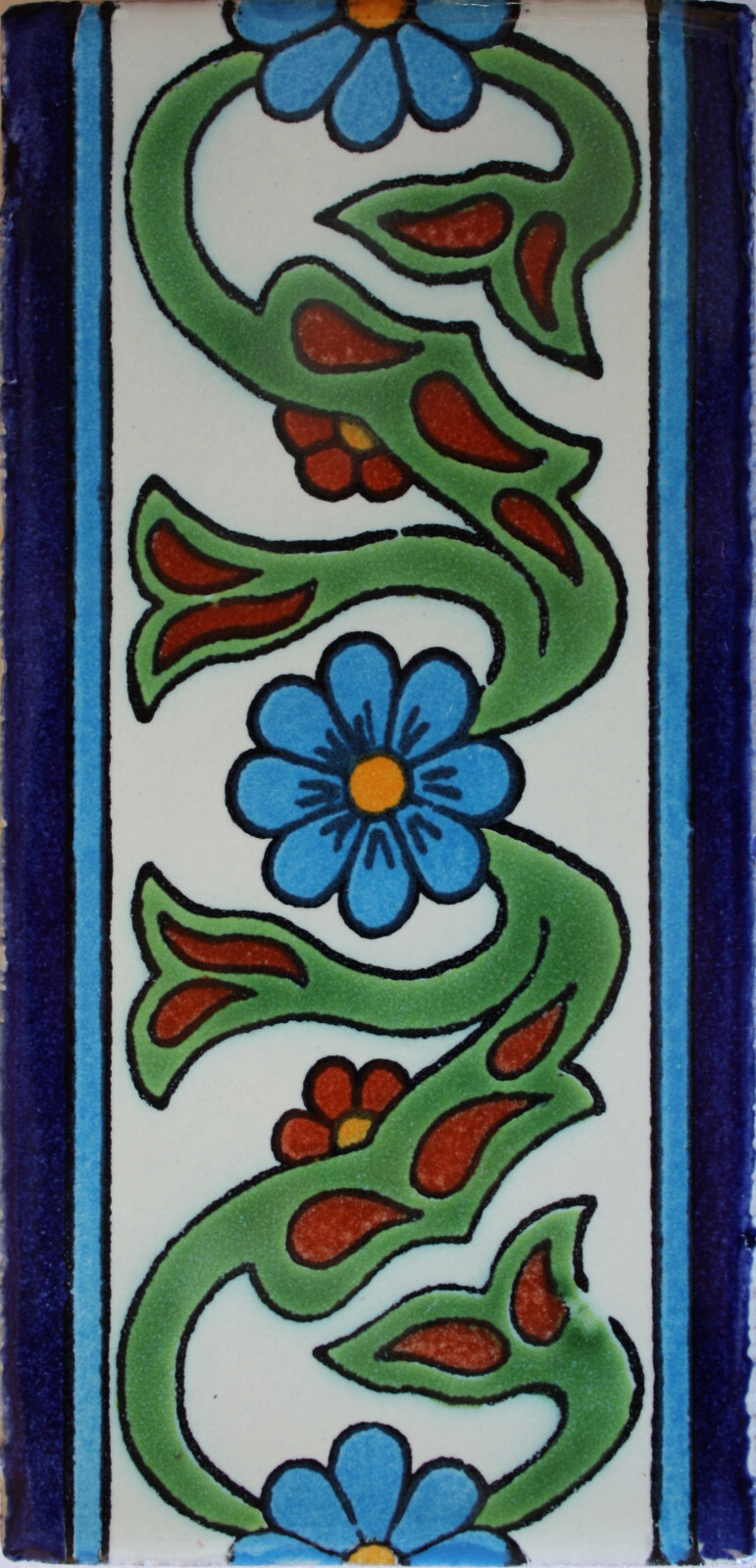 6″ x 3″ 8 pcs Carbellino Subway Mexican Clay Tile Handmade Talavera Backsplash