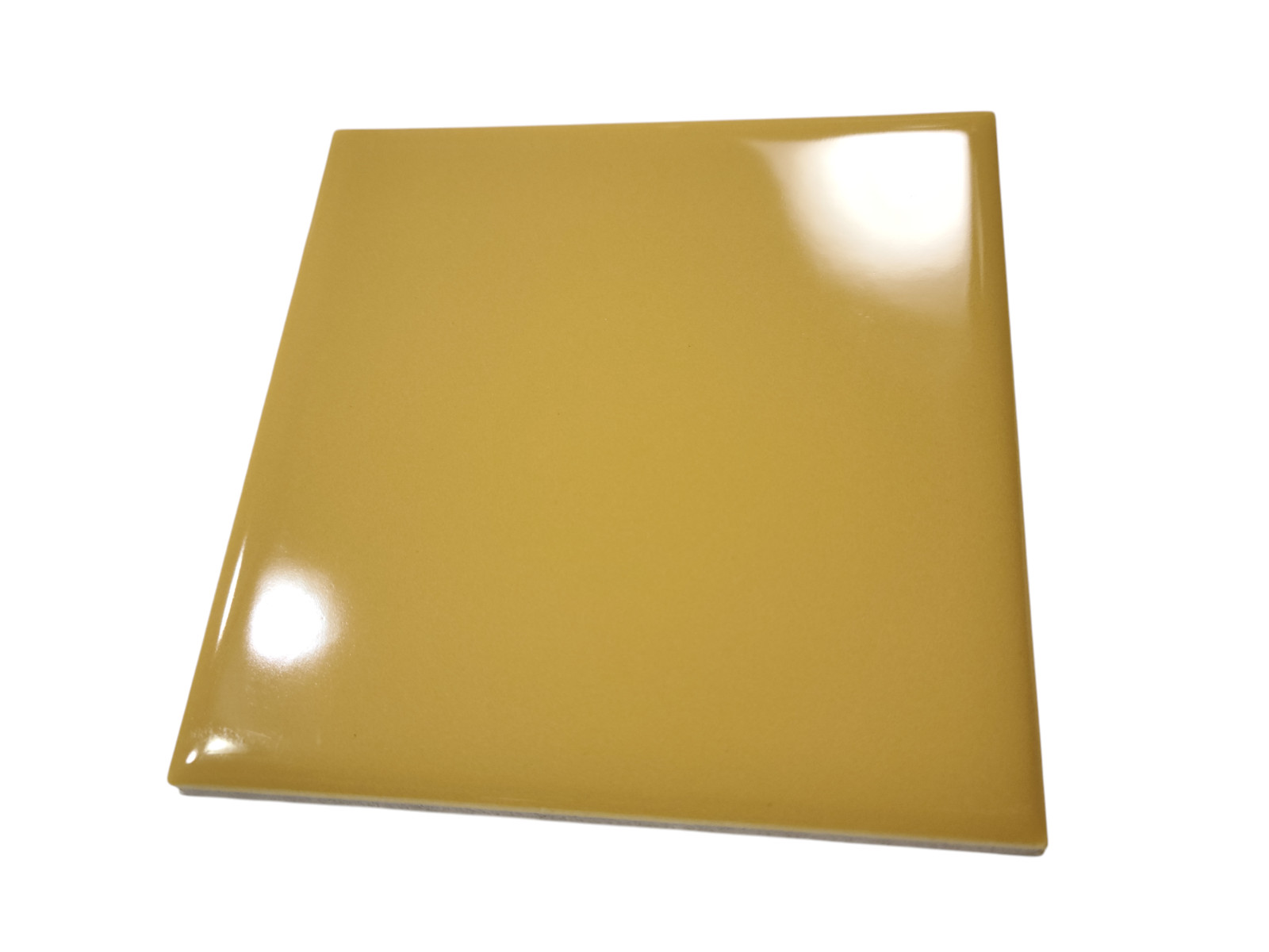 Orange Ceramic Tile 4.25 in Subway Square Mid Century Modern Mustard Goldenrod