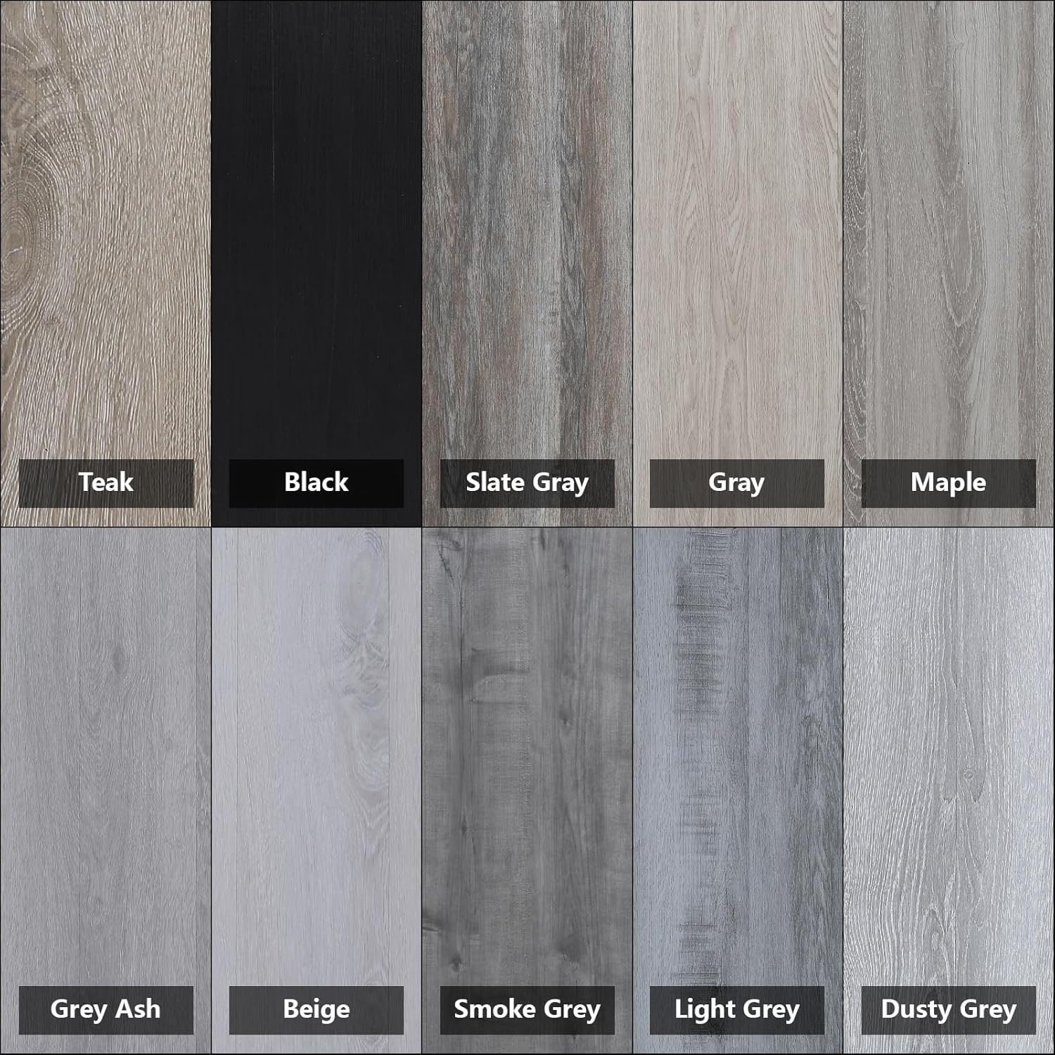 Peel and Stick Floor Tile, Luxury Vinyl Plank Samples Set of 10, Real Wood Look