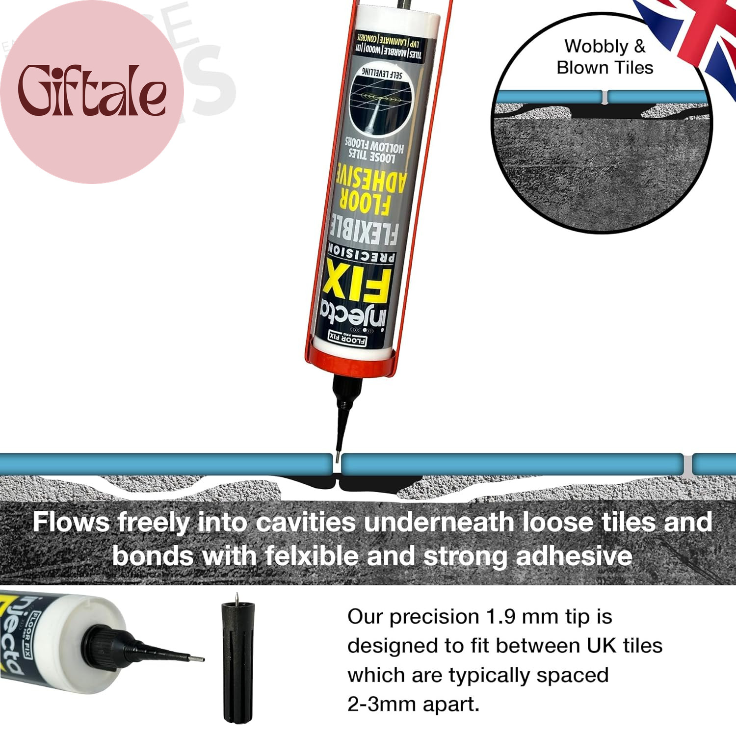 the Original Adhesive – Extra Strength – Fix Loose & Hollow Tiles, Repair Squeak