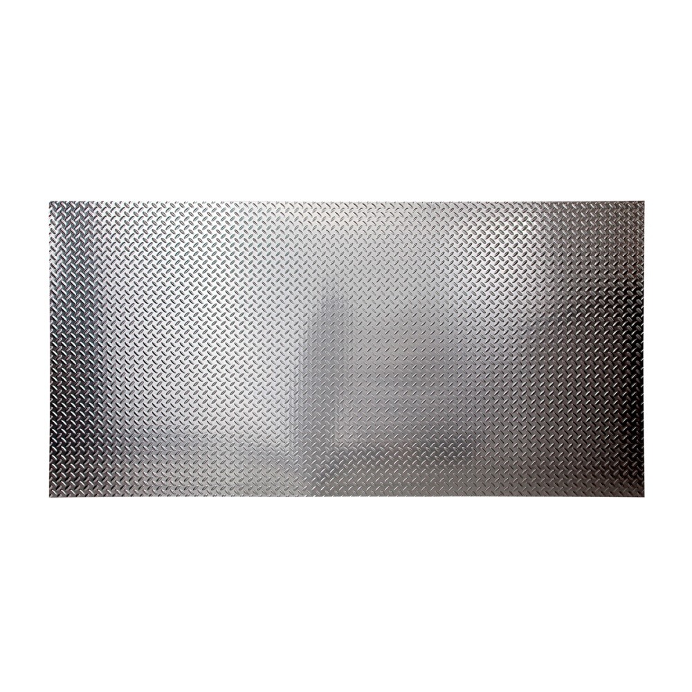 Fasade – 4x8ftx.013in Diamond Plate Brushed Aluminum Decorative Wall Panel C6608
