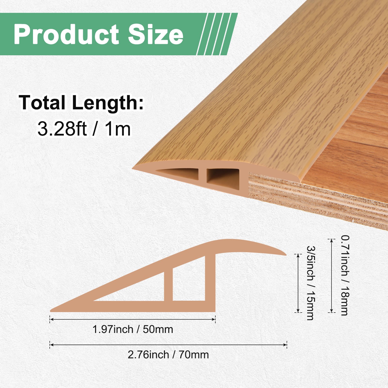 Floor Transition Strip, Floors Heights Within 3/5Inch(15mm)[Yellow Oak]