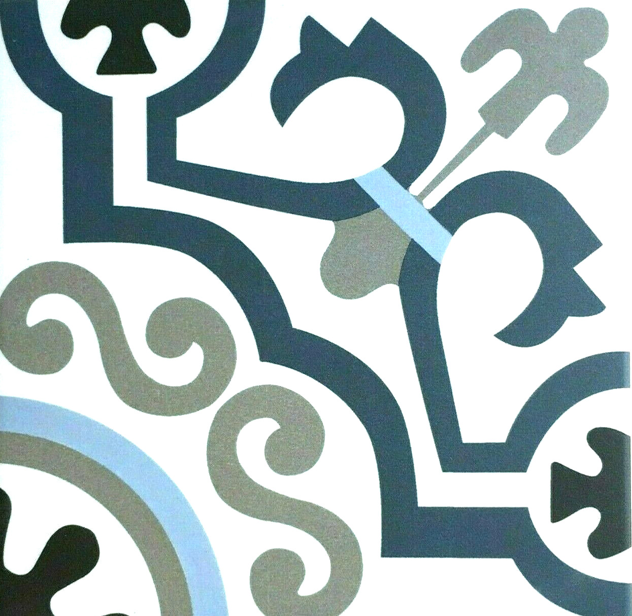 8×8 Versay Blue White Encaustic Pattern Porcelain Tile By Squarefeet Depot 5 PCS