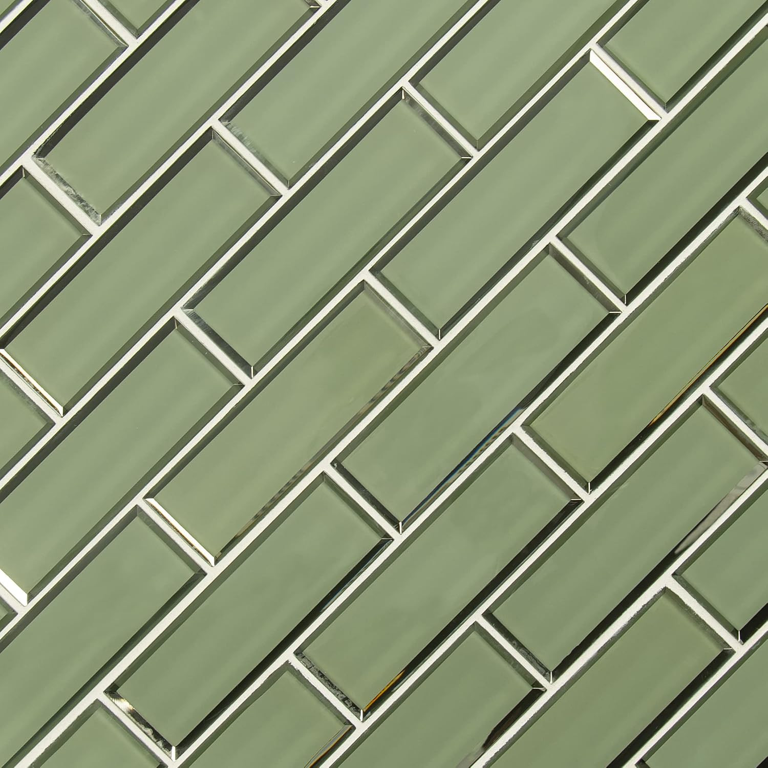 Beveled Glass Mesh-Mounted Tile 11.73″ x 11.73″ for Stunning Flooring