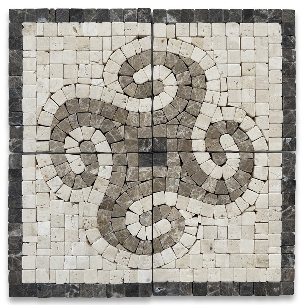 B0009CT Marble Mosaic Border Decorative Accent Tile Surf Emperador 4×4 Tumbled