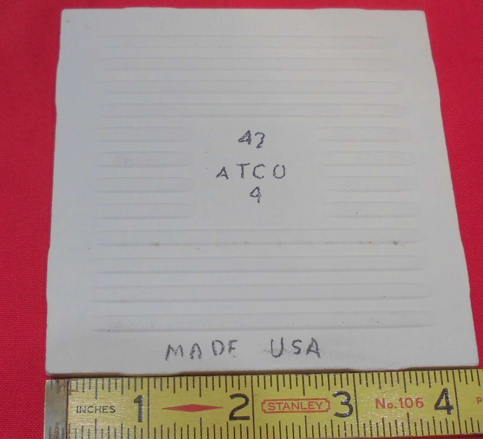 1 pc. *Gold Dust* 4-1/4″ Glossy Ceramic Tile: by A.T.C.O. white + gold specks