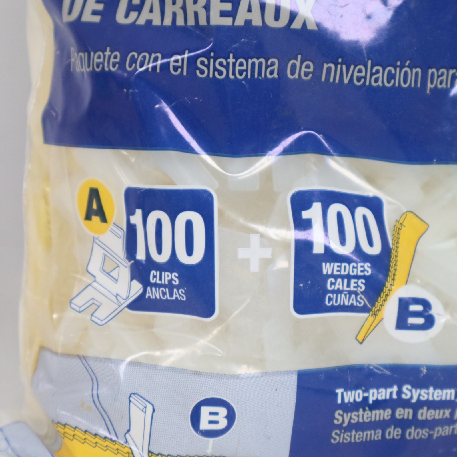 QEP Lash Tile Leveling System Pack (100 Clips + 100 Wedges) 1/16″ 2 PACK OF BAGS