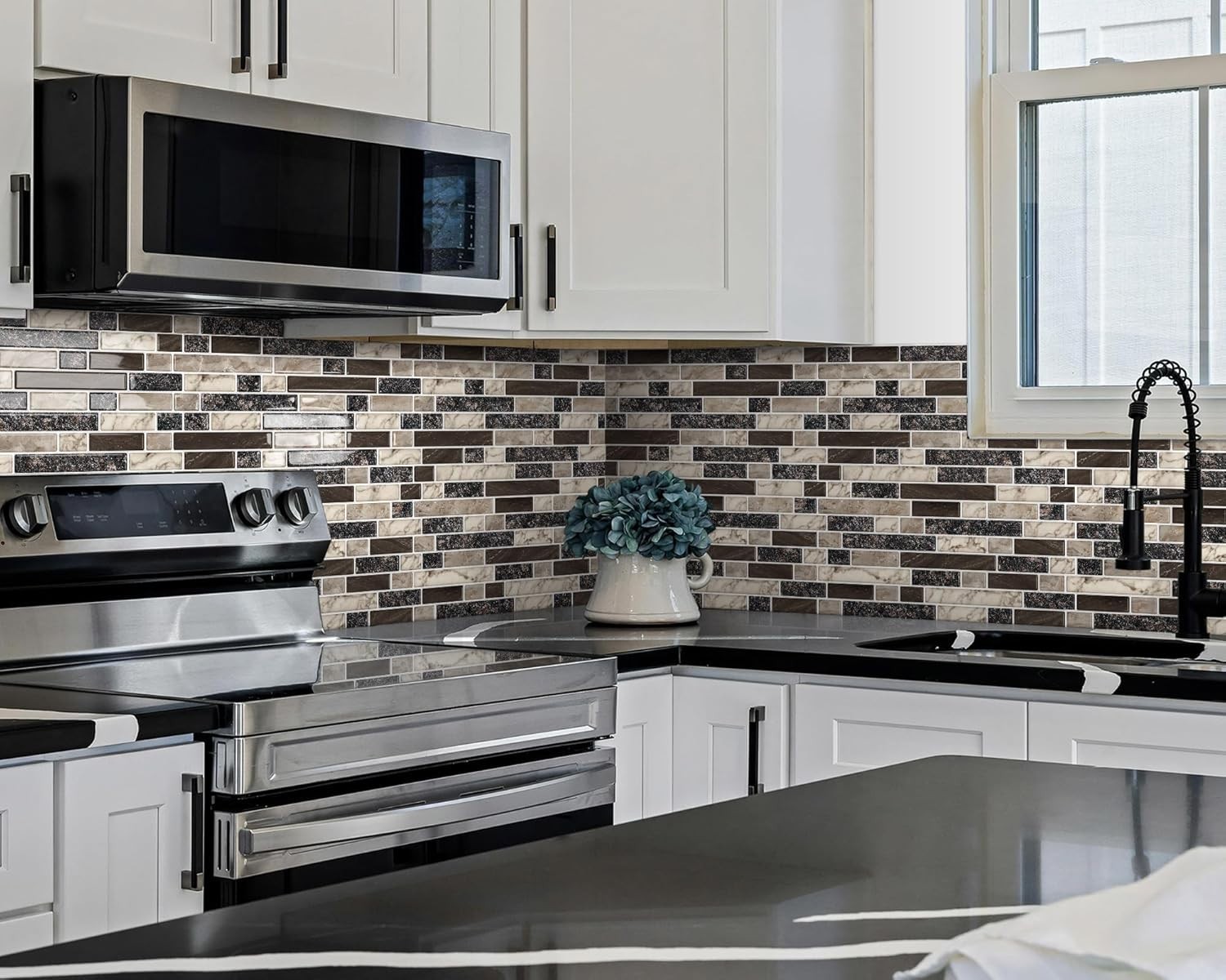 Thick Peel and Stick Backsplash Tile 12″X12″ 3D Self Adhesive Marble Tiles for K