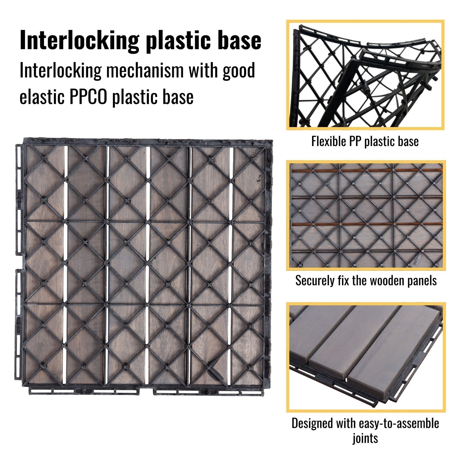 30 PCS Interlocking Deck Tiles Striped Pattern .12″ x 12″