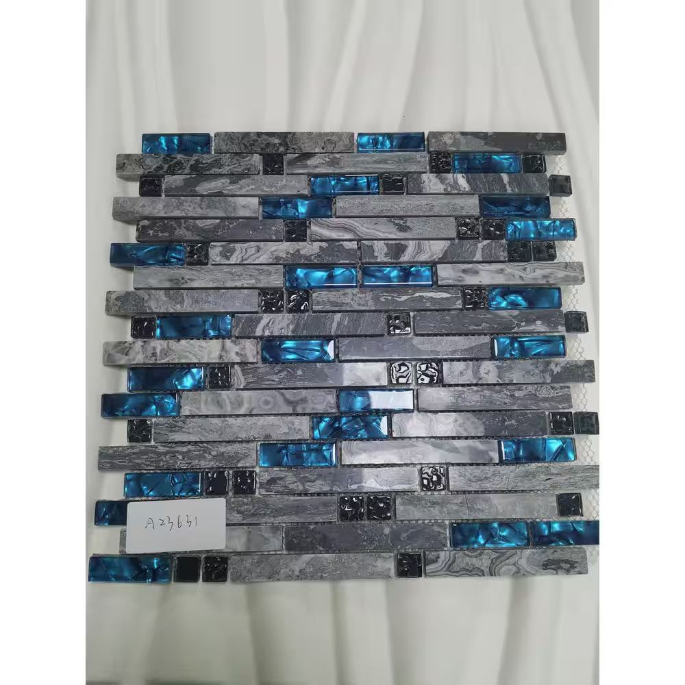 Blue 12 In. X 12 In. Glass Mosaic Tile for Kitchen Backsplash or Bathroom Backsp