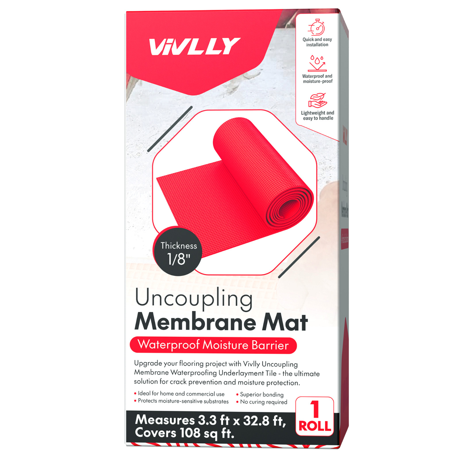 Vivlly1/8” Uncoupling Membrane 108 sq. ft.