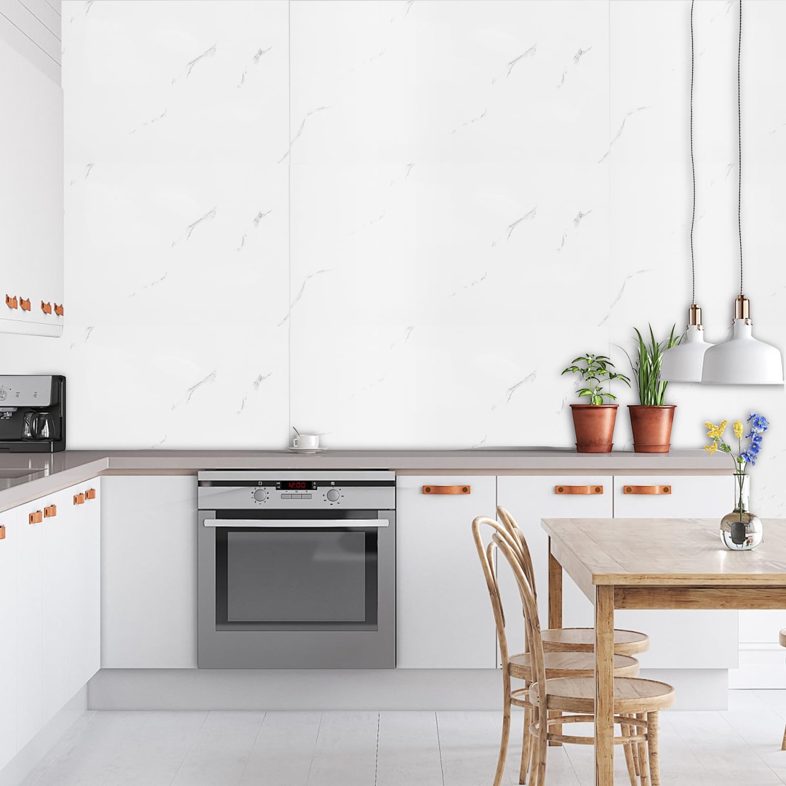 Peel and Stick Backsplash Marble Tiles for Kitchen Bathroom, 10 Pieces 23.6″ …