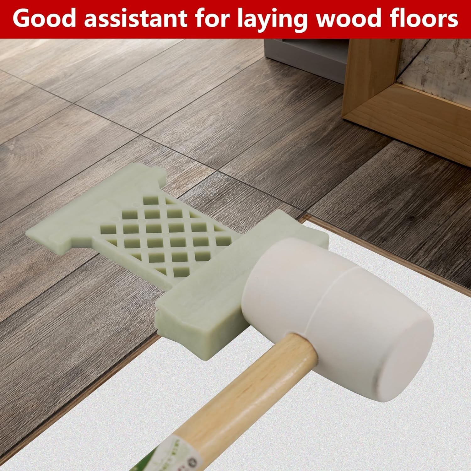 4-in-1 Laminate Floor Installation Tool – Nylon Tapping Block, Large, Green