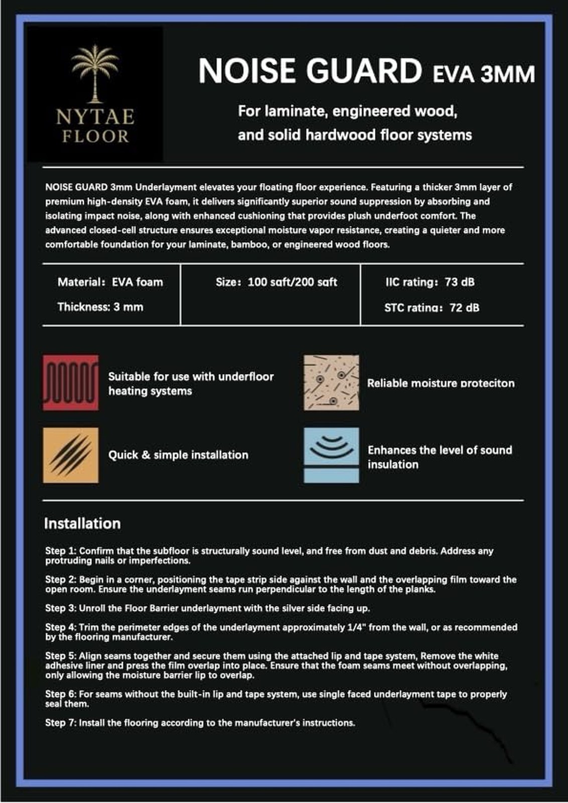 Noise Guard 200, EVA 3mm Underlayment with Silver Film – Premium Moisture