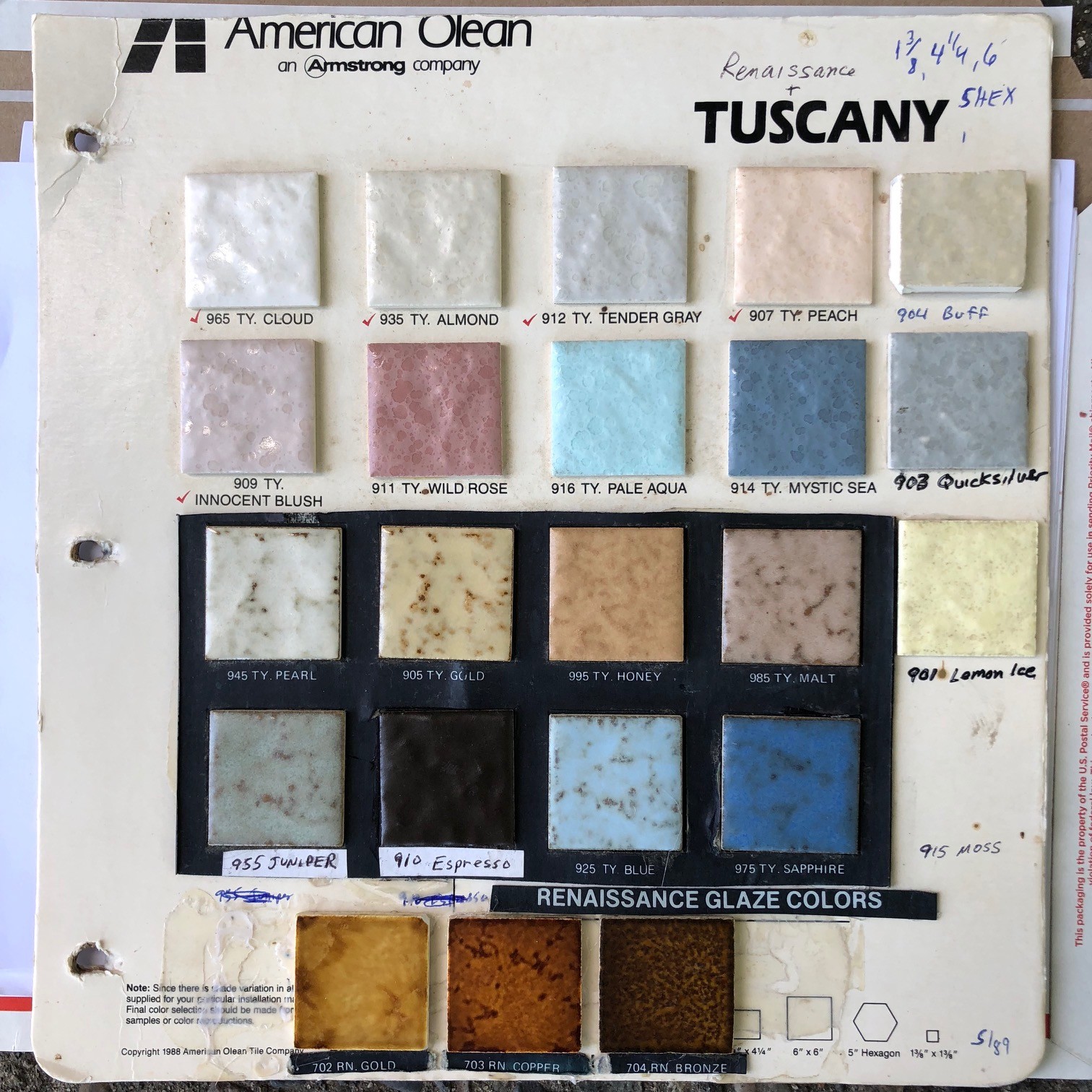 Discontinued American Olean 4 1/4″ field Tile Counter Edges & many other trim