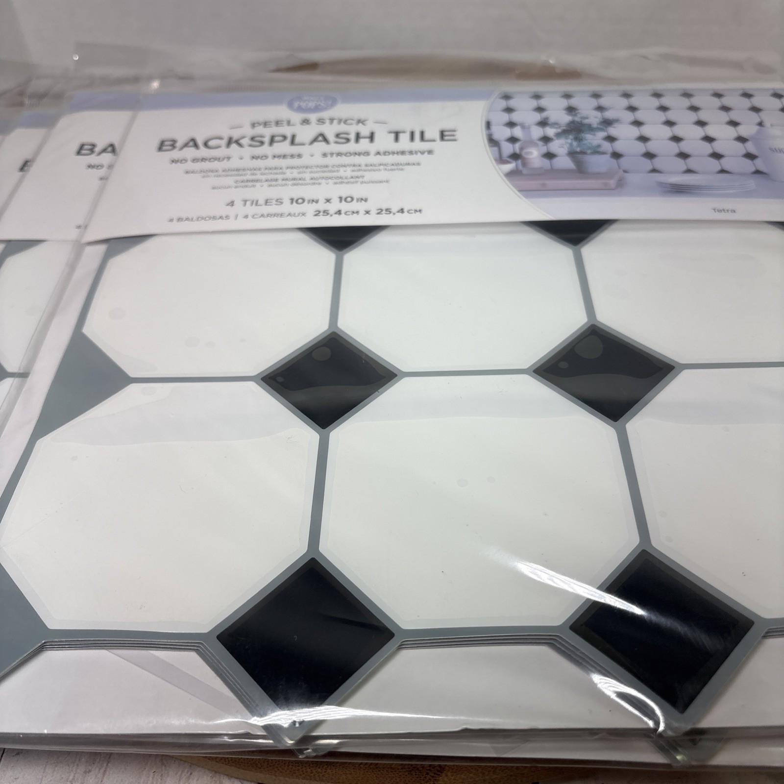 In Home Peel and Stick Backsplash Tetra 10×10 4 Sheets NH3886 Lot of 4