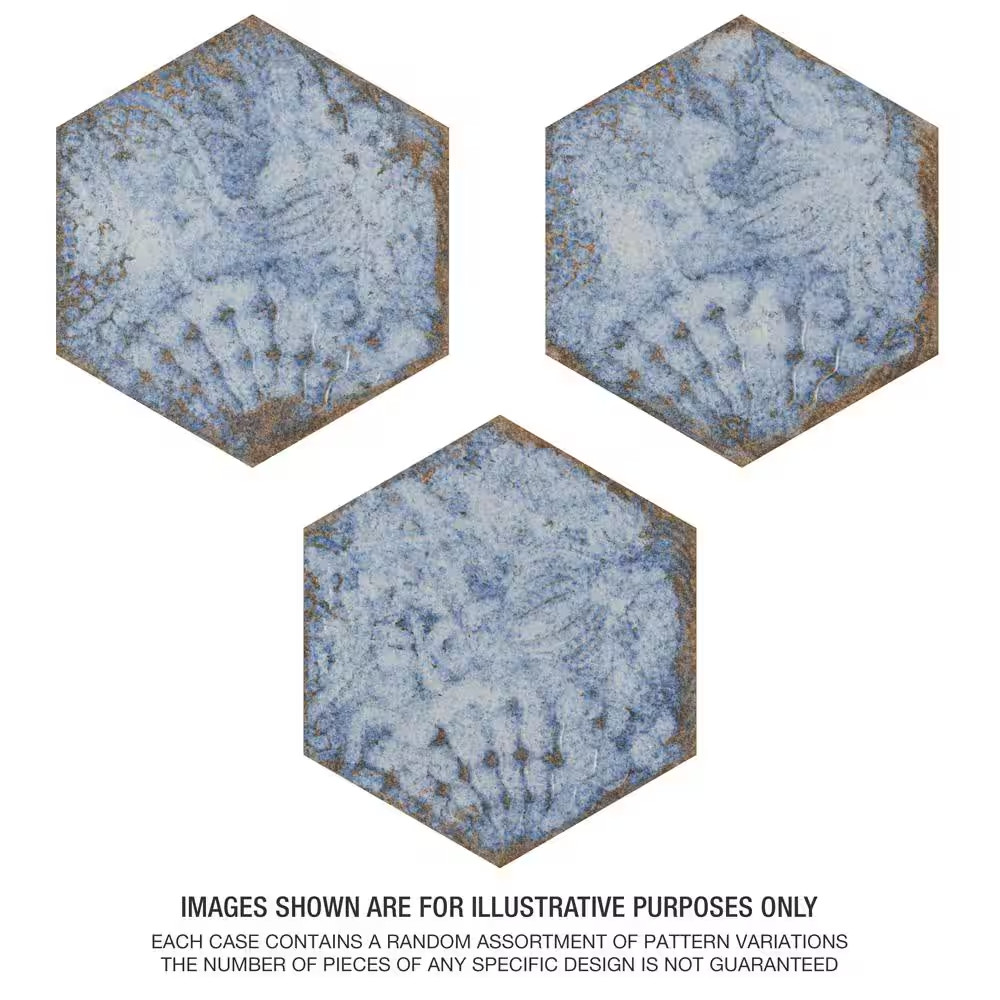 Gaudi React Hex Marina 8-5/8 In. X 9-7/8 In. Porcelain Floor and Wall Tile (11.5