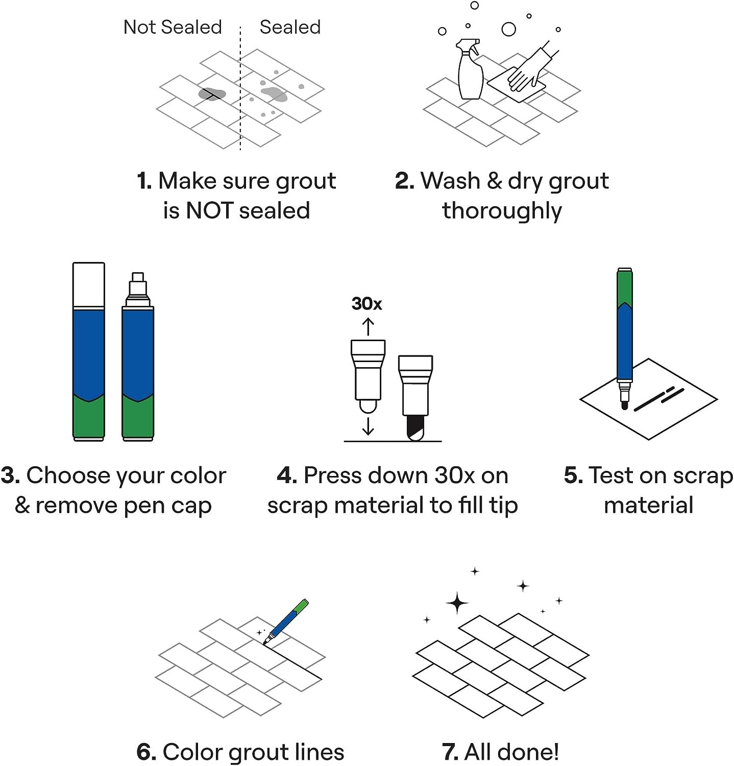 Grout Pen Light Grey Tile Grout Paint Marker – Wide 15mm Tip (20ml) | Waterpr…